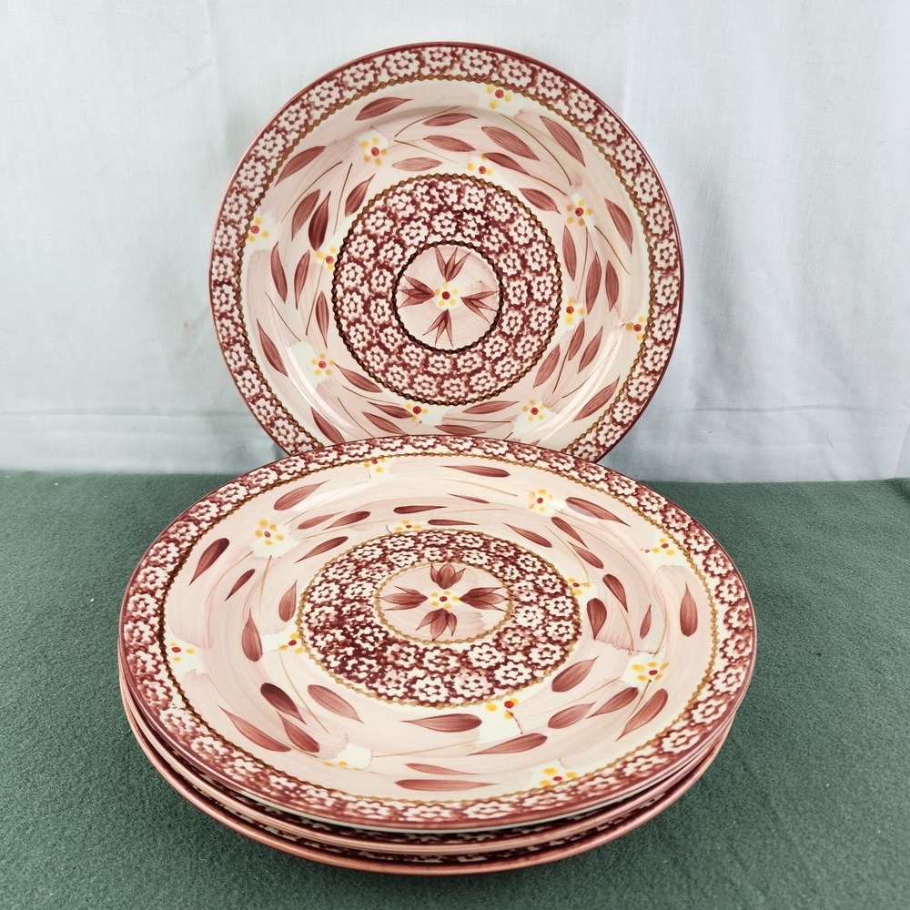 TempTations By Tara Old World Collection Cranberry Plates Dinner 10" Set Of 4